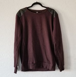 H&M Purple Sweatshirt with Faux Leather Accents Lg